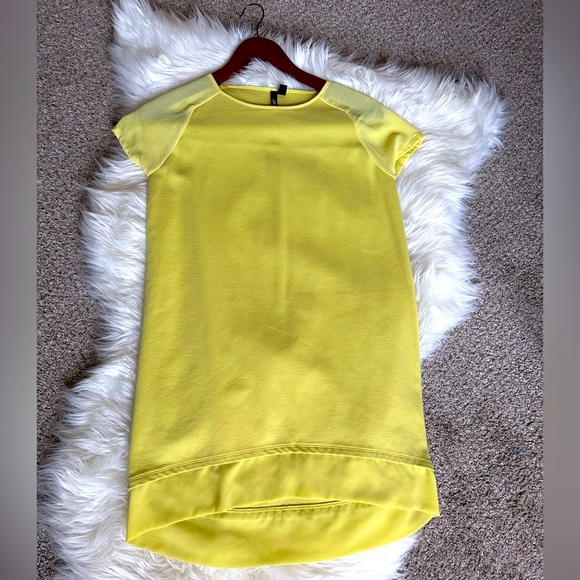 Womens LabWorks Shift Cap Sleeve Mini Dress Size S/P Yellow - Picture 1 of 7